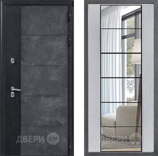Входная металлическая Дверь Дверной континент ДК-15 Бетон ТЕРМО ФЛЗ-2 Зеркало Бетон светлый в Котельниках