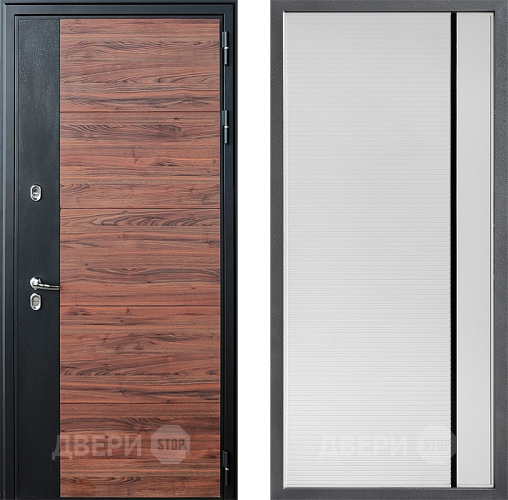 Входная металлическая Дверь Дверной континент ДК-15 Красное Дерево ТЕРМО ФЛ-757 Черное Стекло Софт милк в Котельниках