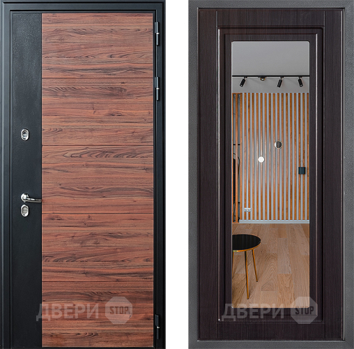 Входная металлическая Дверь Дверной континент ДК-15 Красное Дерево ТЕРМО ФЛЗ Зеркало Венге в Котельниках