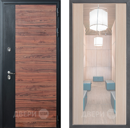 Входная металлическая Дверь Дверной континент ДК-15 Красное Дерево ТЕРМО ФЛЗ-1 Зеркало Капучино в Котельниках