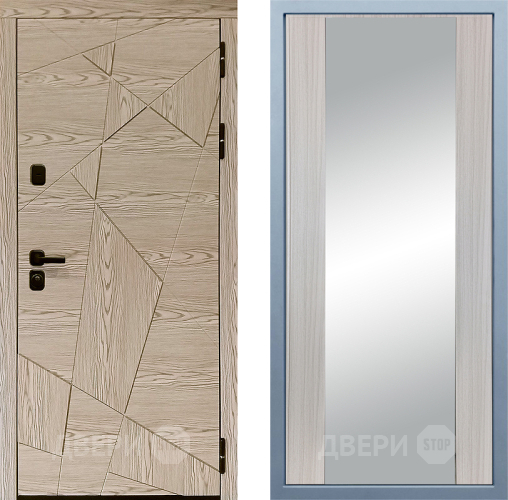 Входная металлическая Дверь Дива МД-97/1 Д-15 Зеркало Сандал белый в Котельниках