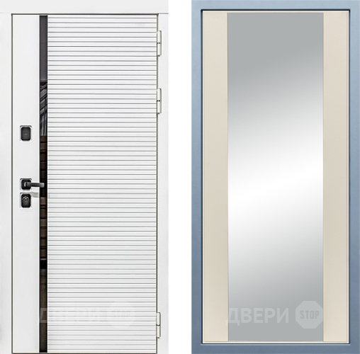 Входная металлическая Дверь Дива МХ-45 Белая STR Д-15 Зеркало Шампань в Котельниках
