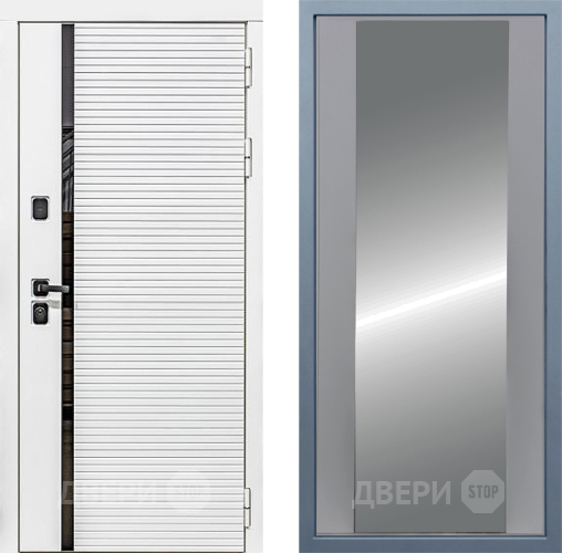 Входная металлическая Дверь Дива МХ-45 Белая STR Д-15 Зеркало Силк Маус в Котельниках