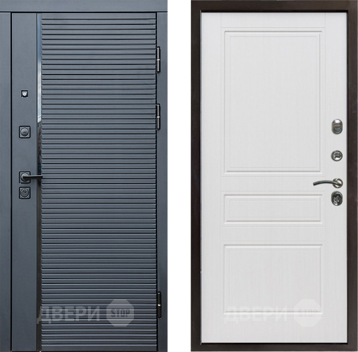 Входная металлическая Дверь Престиж Черная Линия Классика Белое дерево в Котельниках