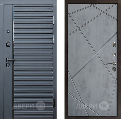 Входная металлическая Дверь Престиж Черная Линия Лучи Бетон темный в Котельниках