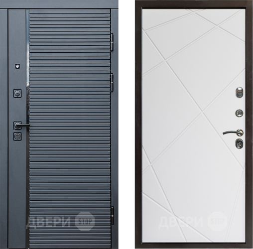 Входная металлическая Дверь Престиж Черная Линия Лучи Бетон белый в Котельниках