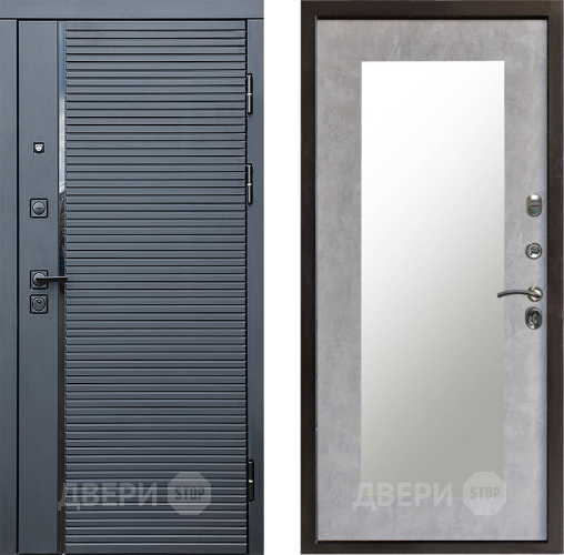 Входная металлическая Дверь Престиж Черная Линия Зеркло Пастораль Бетон светлый в Котельниках
