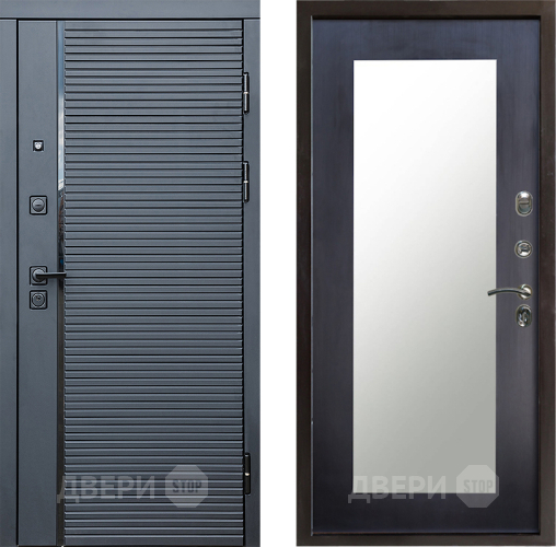 Входная металлическая Дверь Престиж Черная Линия Зеркло Пастораль Венге в Котельниках