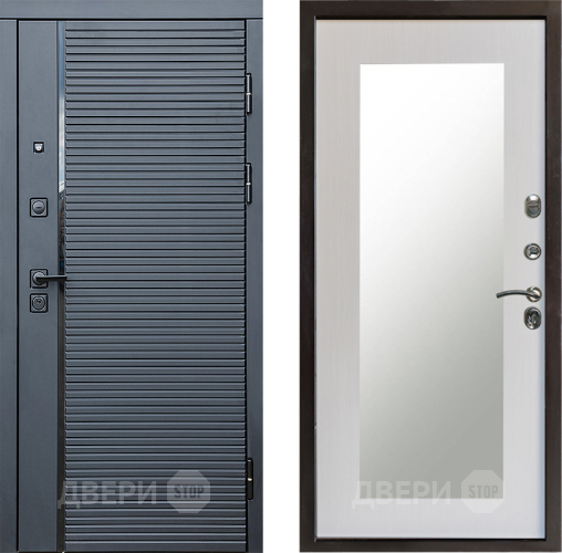 Входная металлическая Дверь Престиж Черная Линия Зеркло Пастораль Лиственница белая в Котельниках
