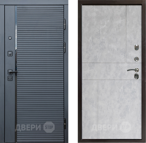 Входная металлическая Дверь Престиж Черная Линия Горизонт Бетон светлый в Котельниках