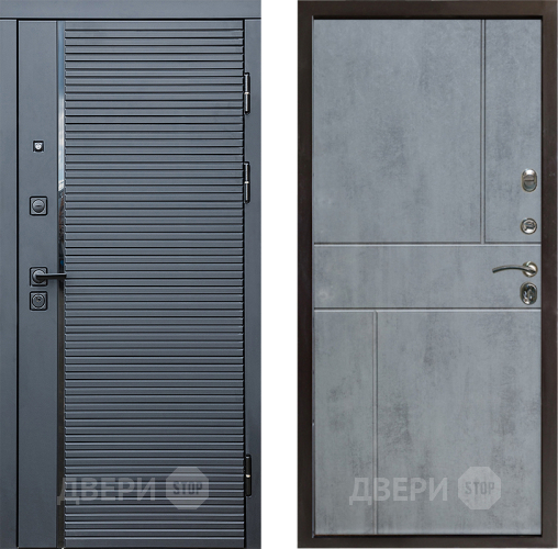 Входная металлическая Дверь Престиж Черная Линия Горизонт Бетон темный в Котельниках