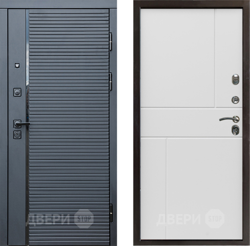 Входная металлическая Дверь Престиж Черная Линия Горизонт Бетон белый в Котельниках