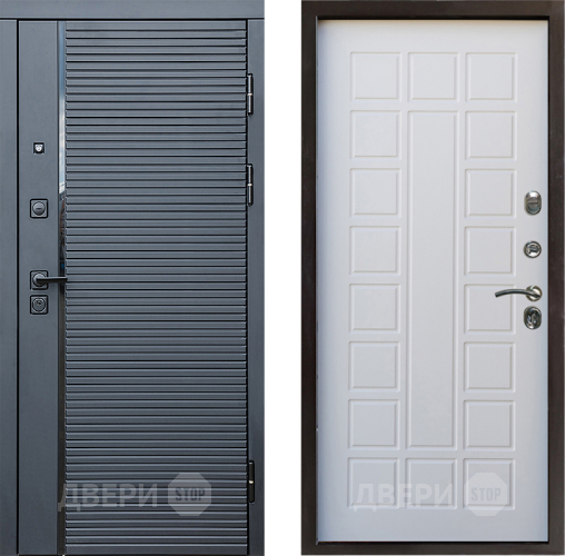 Входная металлическая Дверь Престиж Черная Линия Престиж Белое дерево в Котельниках