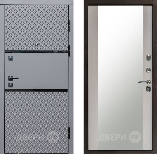 Входная металлическая Дверь Престиж Ромб Зеркало Лиственница белая в Котельниках