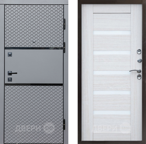 Входная металлическая Дверь Престиж Ромб Царга Лиственница белая в Котельниках