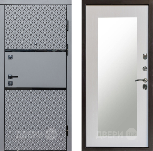 Входная металлическая Дверь Престиж Ромб Зеркло Пастораль Лиственница белая в Котельниках