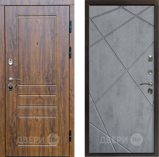 Входная металлическая Дверь Престиж Классика Дуб Лучи Бетон темный в Котельниках