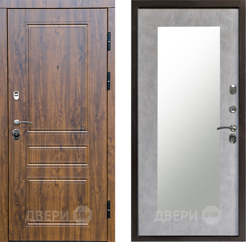 Входная металлическая Дверь Престиж Классика Дуб Зеркло Пастораль Бетон светлый в Котельниках