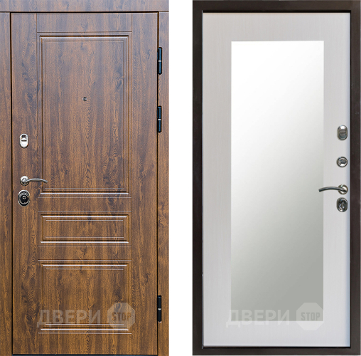 Входная металлическая Дверь Престиж Классика Дуб Зеркло Пастораль Лиственница белая в Котельниках