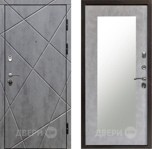 Входная металлическая Дверь Престиж Лучи Зеркло Пастораль Бетон светлый в Котельниках