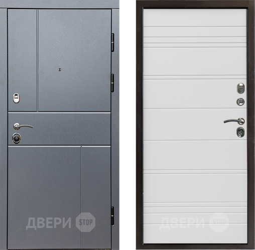 Входная металлическая Дверь Престиж Горизонт Грэй Line Белый в Котельниках