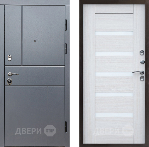 Входная металлическая Дверь Престиж Горизонт Грэй Царга Лиственница белая в Котельниках