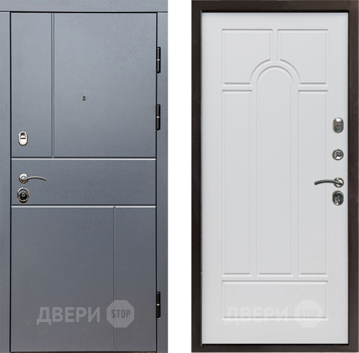 Входная металлическая Дверь Престиж Горизонт Грэй Арка Белое дерево в Котельниках