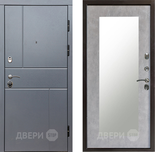 Входная металлическая Дверь Престиж Горизонт Грэй Зеркло Пастораль Бетон светлый в Котельниках