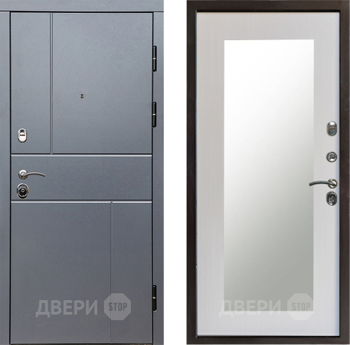 Входная металлическая Дверь Престиж Горизонт Грэй Зеркло Пастораль Лиственница белая в Котельниках