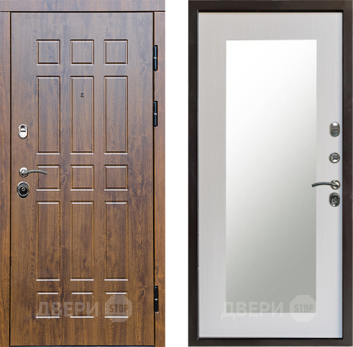 Входная металлическая Дверь Престиж Стандарт Зеркло Пастораль Лиственница белая в Котельниках