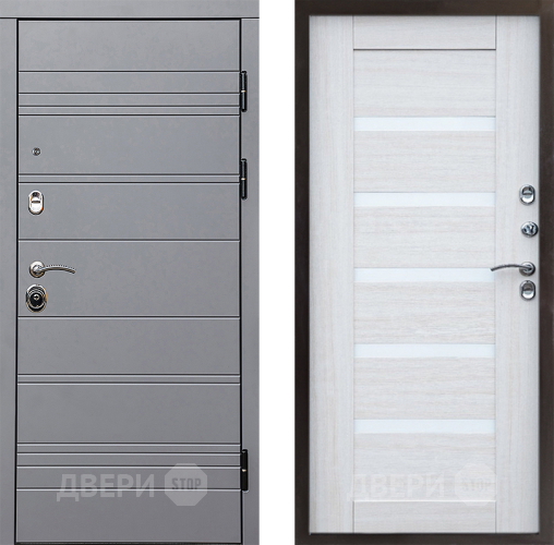 Входная металлическая Дверь Престиж Линия Грэй Царга Лиственница белая в Котельниках