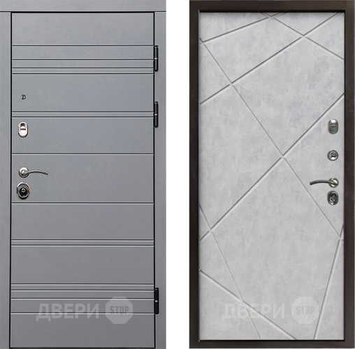 Входная металлическая Дверь Престиж Линия Грэй Лучи Бетон светлый в Котельниках
