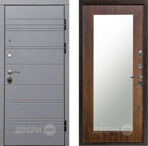 Входная металлическая Дверь Престиж Линия Грэй Зеркло Пастораль Дуб в Котельниках