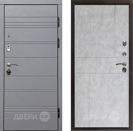 Входная металлическая Дверь Престиж Линия Грэй Горизонт Бетон светлый в Котельниках