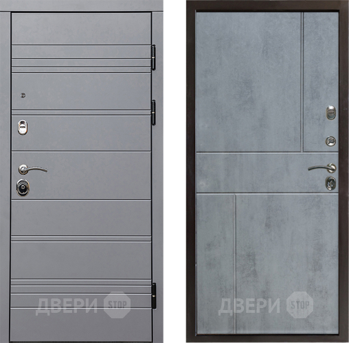 Входная металлическая Дверь Престиж Линия Грэй Горизонт Бетон темный в Котельниках