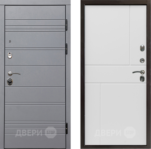 Входная металлическая Дверь Престиж Линия Грэй Горизонт Бетон белый в Котельниках