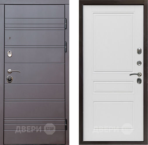 Входная металлическая Дверь Престиж Линия Браун Классика Лиственница белая в Котельниках