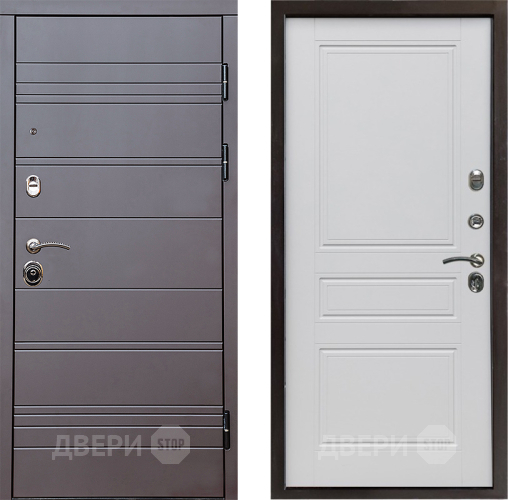 Входная металлическая Дверь Престиж Линия Браун Классика Белый матовый в Котельниках