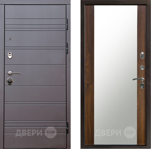Входная металлическая Дверь Престиж Линия Браун Зеркало Дуб в Котельниках