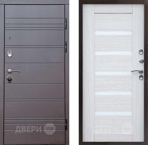 Входная металлическая Дверь Престиж Линия Браун Царга Лиственница белая в Котельниках