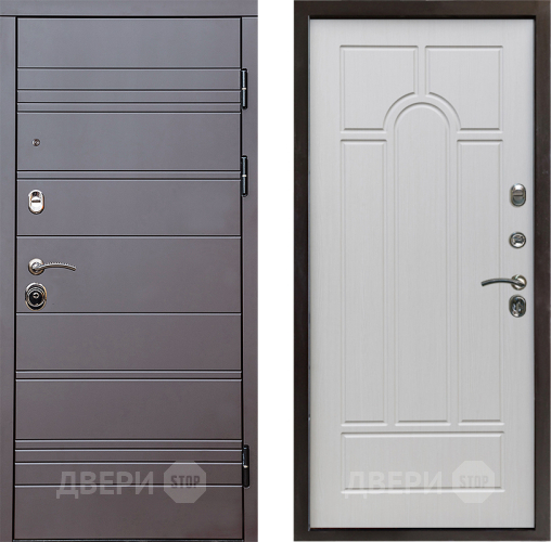 Входная металлическая Дверь Престиж Линия Браун Арка Лиственница белая в Котельниках