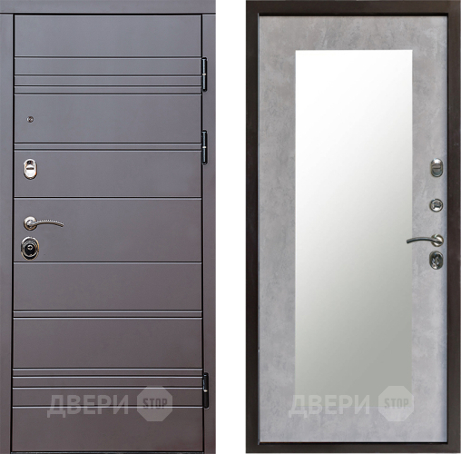 Входная металлическая Дверь Престиж Линия Браун Зеркло Пастораль Бетон светлый в Котельниках