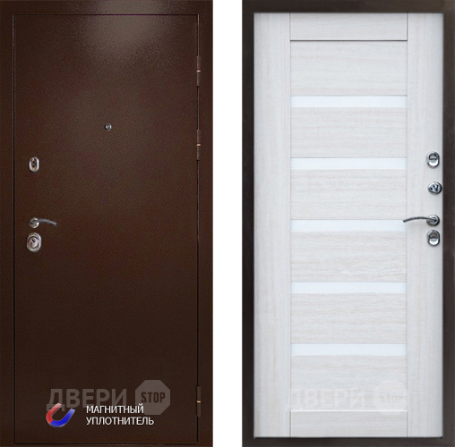 Входная металлическая Дверь Престиж Медь Царга Лиственница белая в Котельниках