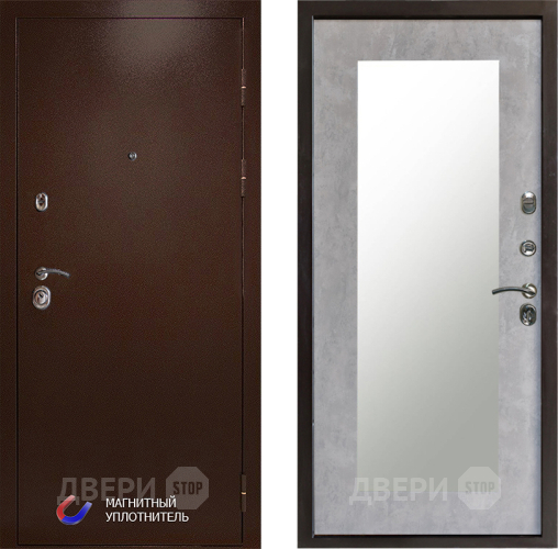 Входная металлическая Дверь Престиж Медь Зеркло Пастораль Бетон светлый в Котельниках