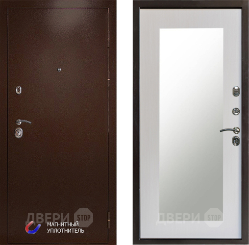 Входная металлическая Дверь Престиж Медь Зеркло Пастораль Лиственница белая в Котельниках