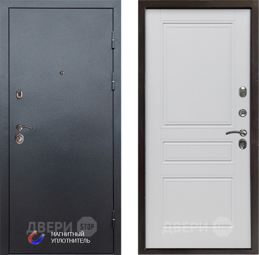 Входная металлическая Дверь Престиж Графит Классика Белый матовый в Котельниках