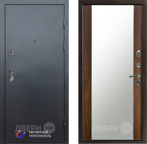 Входная металлическая Дверь Престиж Графит Зеркало Дуб в Котельниках