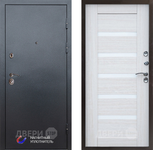 Входная металлическая Дверь Престиж Графит Царга Лиственница белая в Котельниках
