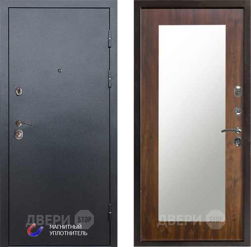 Входная металлическая Дверь Престиж Графит Зеркло Пастораль Дуб в Котельниках