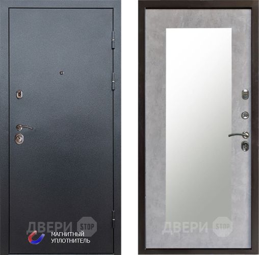 Входная металлическая Дверь Престиж Графит Зеркло Пастораль Бетон светлый в Котельниках